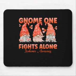 Gnome One Fights Alone Orange  Leukaemia Awareness Mouse Pad