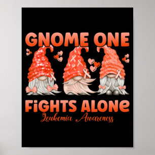 Gnome One Fights Alone Orange  Leukaemia Awareness Poster