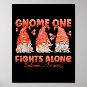 Gnome One Fights Alone Orange Leukaemia Awareness Poster