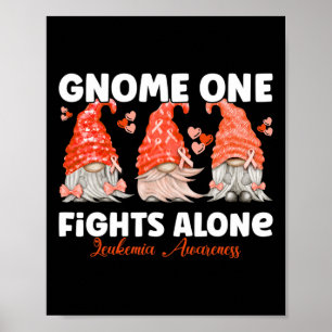 Gnome One Fights Alone Orange Leukemia Awareness 1 Poster