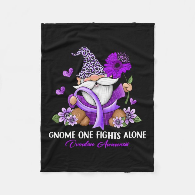 Gnome One Fights Alone Overdose Awareness  Fleece Blanket (Front)