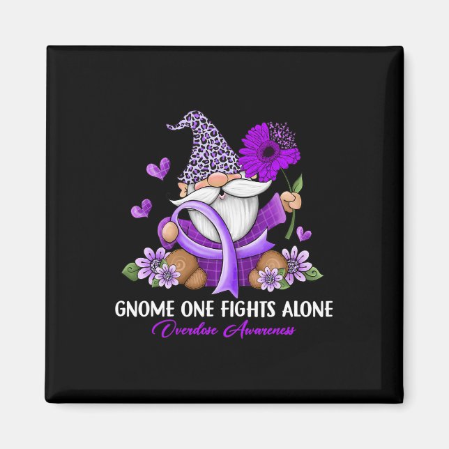 Gnome One Fights Alone Overdose Awareness  Magnet (Front)