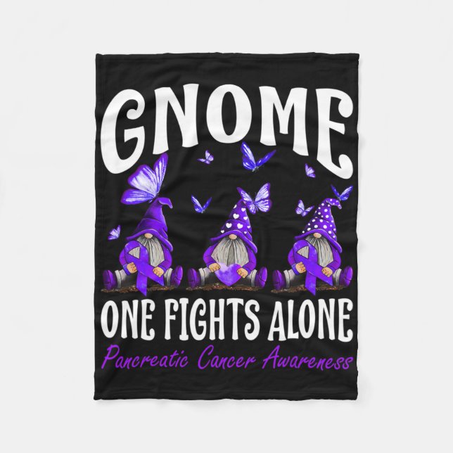 Gnome One Fights Alone Pancreatic Cancer Awareness Fleece Blanket (Front)