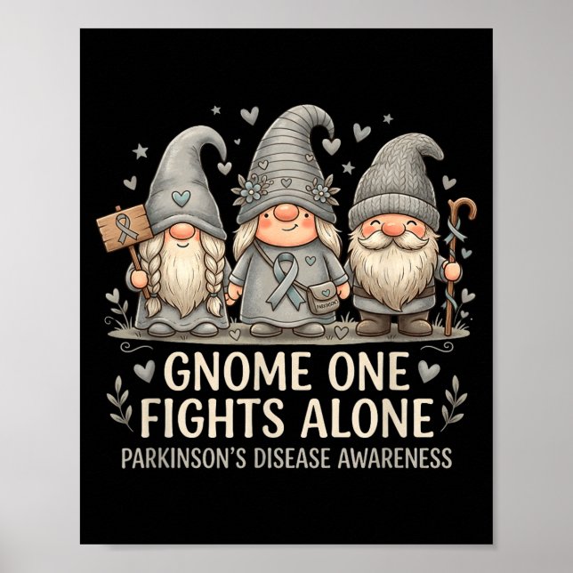 Gnome one fights alone parkinson's disease poster (Front)