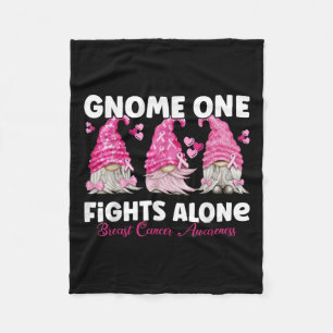 Gnome One Fights Alone Pink _ Breast Cancer Awaren Fleece Blanket