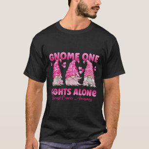 Gnome One Fights Alone Pink Breast Cancer Awarenes T-Shirt