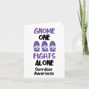 Gnome One Fights Alone Purple Ribbon Overdose Awar Card