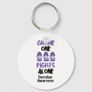 Gnome One Fights Alone Purple Ribbon Overdose Awar Key Ring