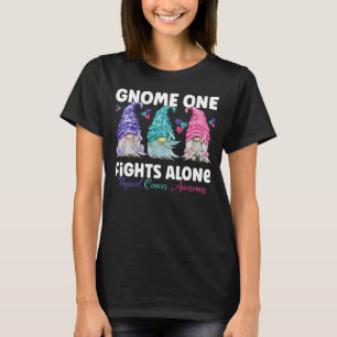 Gnome One Fights Alone Purple Teal Pink Thyroid Aw T-Shirt