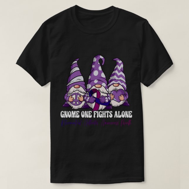 Gnome One Fights Alone Rheumatoid Arthritis Awaren T-Shirt (Design Front)