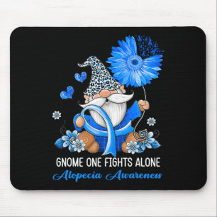 Gnome One Fights Alone Ribbon Alopecia Awareness Mouse Pad