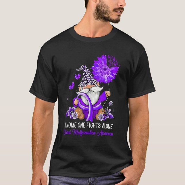 Gnome One Fights Alone Ribbon Chiari Malformation  T-Shirt (Front)