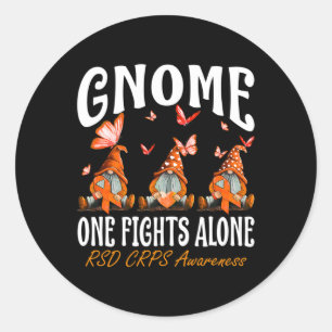 Gnome One Fights Alone RSD CRPS Awareness  Classic Round Sticker