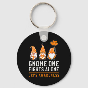 Gnome One Fights Alone RSD CRPS Awareness Orange R Key Ring