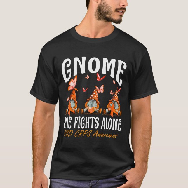 Gnome One Fights Alone Rsd Crps Awareness  T-Shirt (Front)