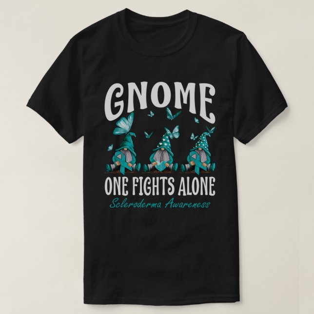 Gnome One Fights Alone Scleroderma Awareness T-Shirt (Design Front)