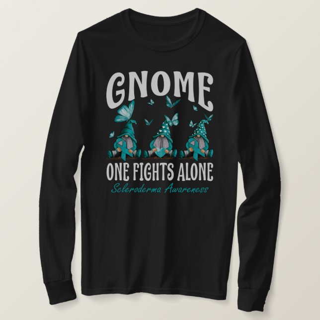 Gnome One Fights Alone Scleroderma Awareness T-Shirt (Design Front)