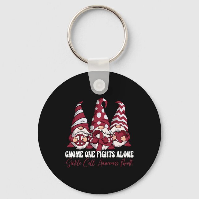 Gnome One Fights Alone Sickle Cell Awareness Month Key Ring (Front)