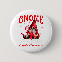 Gnome One Fights Alone Stroke Awareness Red Ribbon