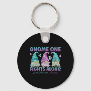 Gnome One Fights Alone Suicide Prevention Awarenes Key Ring