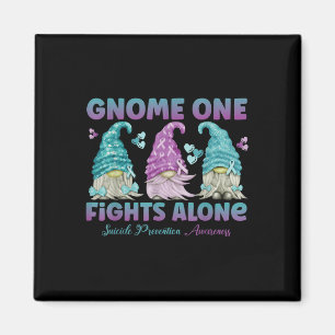 Gnome One Fights Alone Suicide Prevention Awarenes Magnet