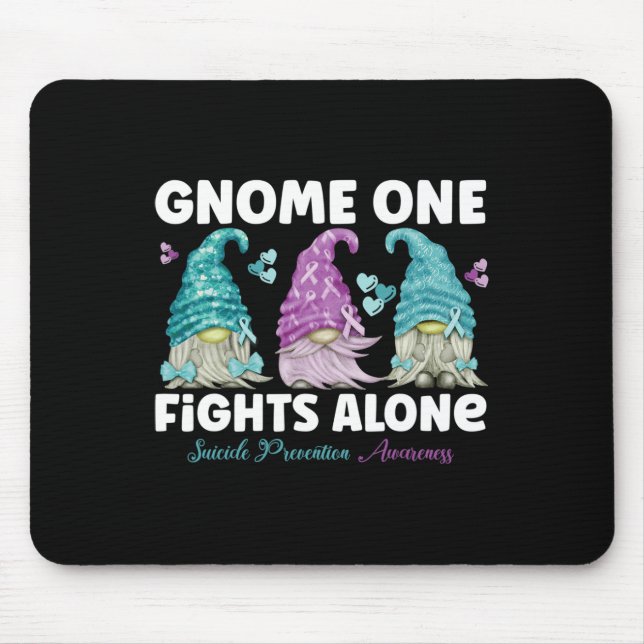 Gnome One Fights Alone Suicide Prevention Awarenes Mouse Pad (Front)