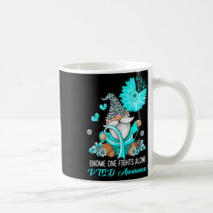 Gnome One Fights Alone Teal Ribbon Warrior Ptsd Aw Coffee Mug