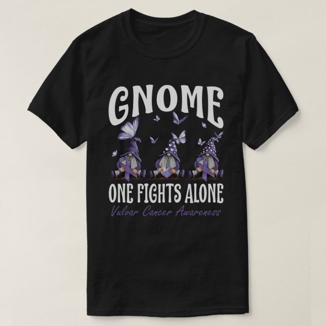 Gnome One Fights Alone Vulvar Cancer Awareness T-Shirt (Design Front)
