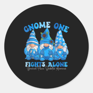 Gnome One Fights Alone We Wear Blue For Diabetes A Classic Round Sticker