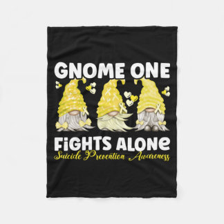 Gnome One Fights Alone Yellow Prevention Awareness Fleece Blanket