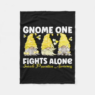 Gnome One Fights Alone Yellow Prevention Awareness Fleece Blanket