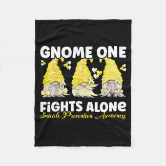 Gnome One Fights Alone Yellow Prevention Awareness Fleece Blanket