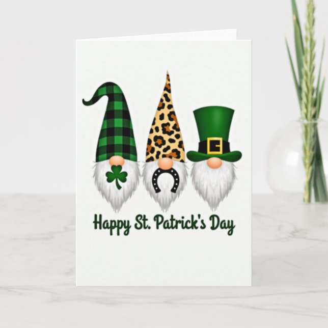 Gnome Pattern St Patricks Day Card (Front)