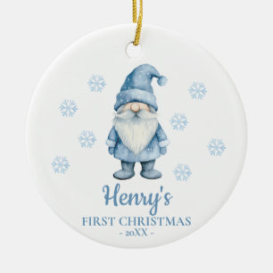 Gnome Personalised Baby's First Christmas Ceramic Ornament
