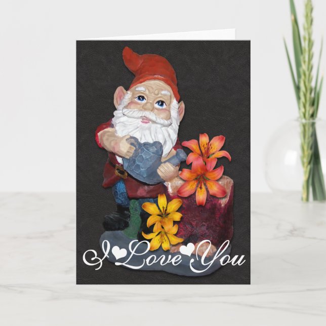 Gnome Photo Design Image I Love You Card (Front)