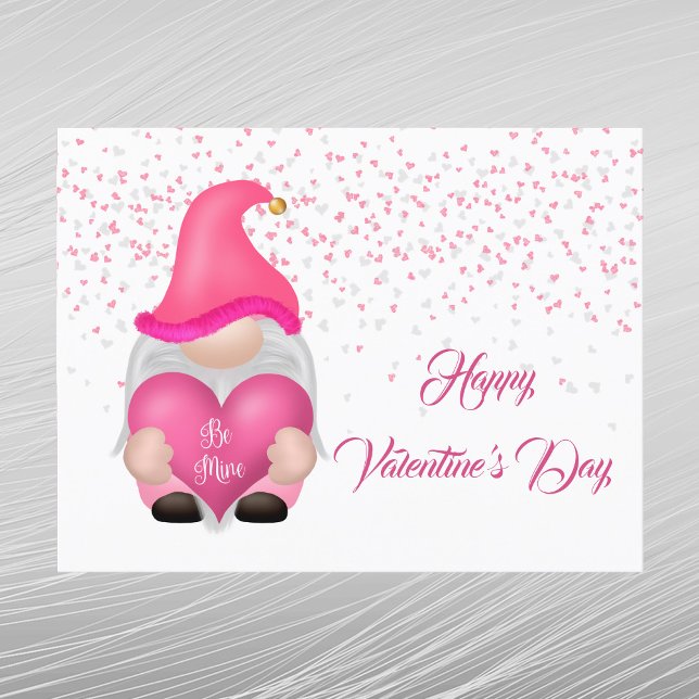 Gnome Pink Heart Valentine Holiday Postcard (Creator Uploaded)