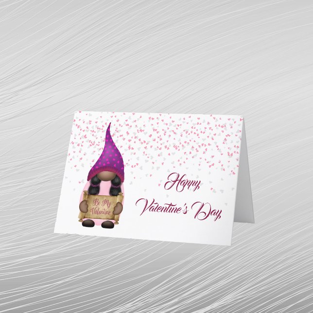 Gnome Pink Purple Valentine Holiday Card (Creator Uploaded)