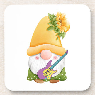 Gnome Playing a Guitar on a  Coaster