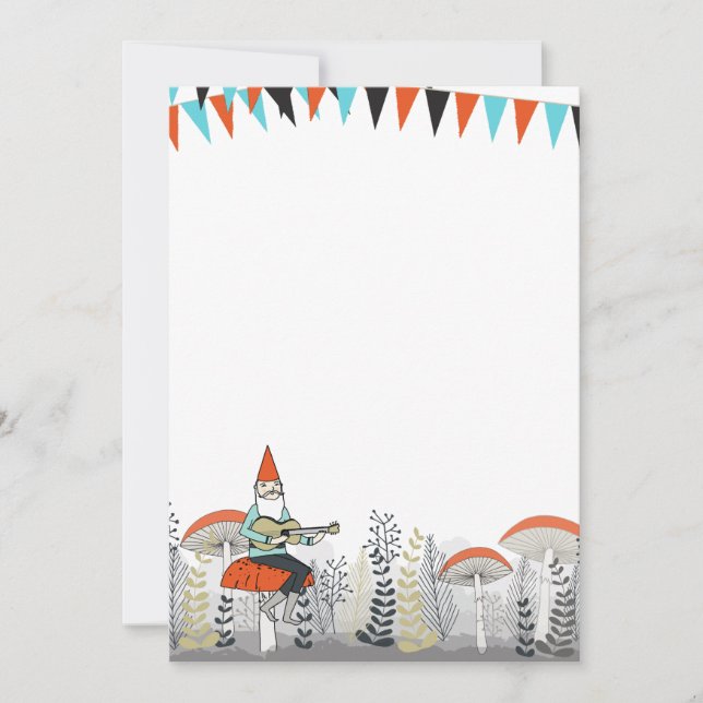 Gnome Playing Guitar Invitation (Front)