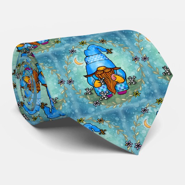 Gnome playing jacks  tie (Rolled)