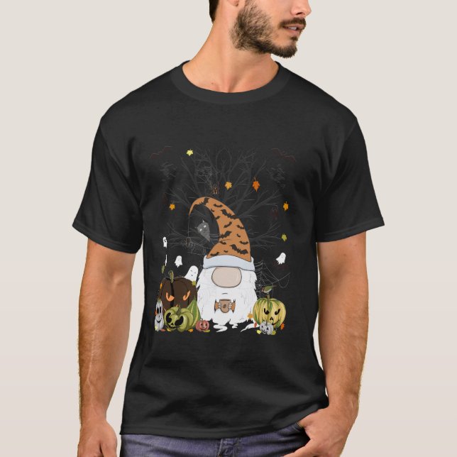Gnome Pumpkin Monsters Tee Bats Ghost Coffee Lover (Front)
