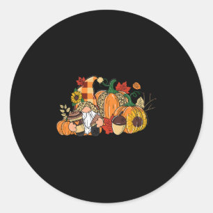 Gnome Pumpkin Spice Thankful Thanksgiving Autumn F Classic Round Sticker