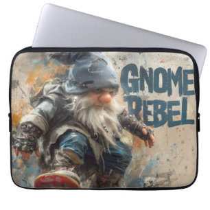 Gnome Rebel skateboarding graphic artwork Laptop Sleeve
