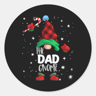 Gnome Red Buffalo Plaid Matching Family Christmas Classic Round Sticker