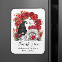 Gnome Red Flowers Wedding Thank You 