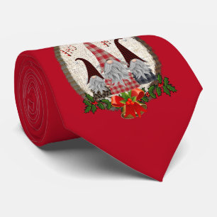 Gnome Red Green Holly Christmas Men's Tie