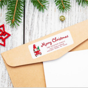 Gnome red truck Christmas return label Return Address Label