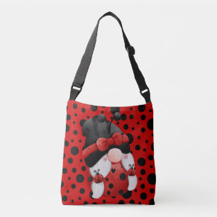 Gnome Red with Black Polka Dots  Crossbody Bag