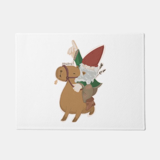 Gnome Riding a Capybara   Doormat (Front)