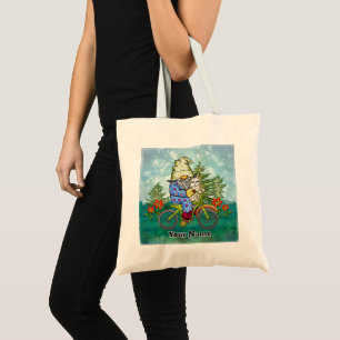 Gnome Riding Bike Tote Bag